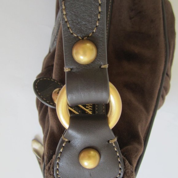 Juicy Couture Crown Brown Velvet Shoulder Hobo Bag - Picture 8 of 12